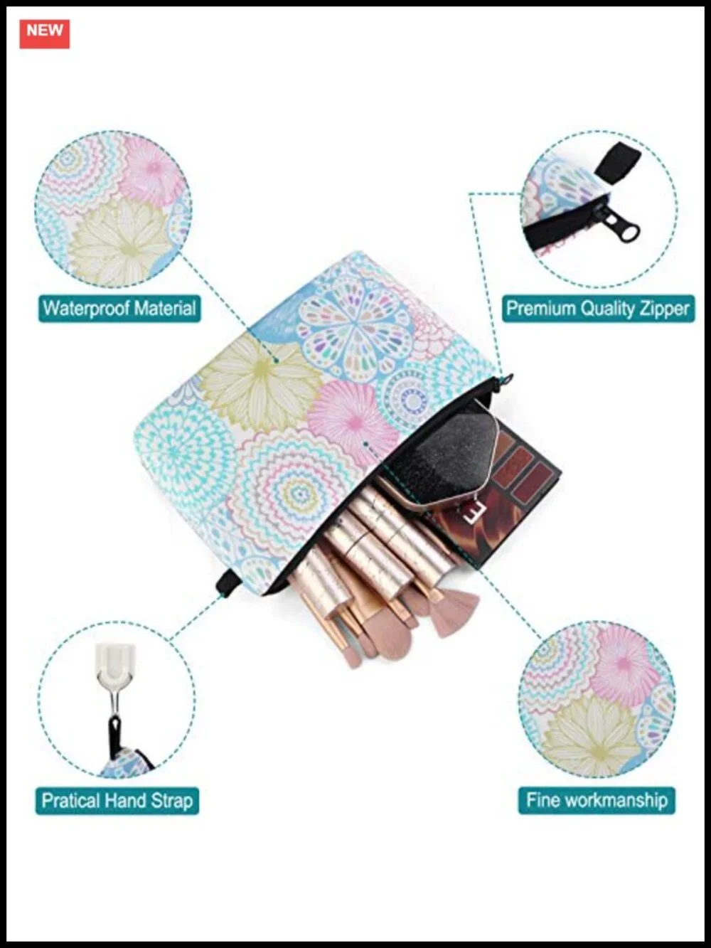 3 Pack Makeup Bag Polyester Waterproof Travel Cosmetic Pouch Set Women Toiletry